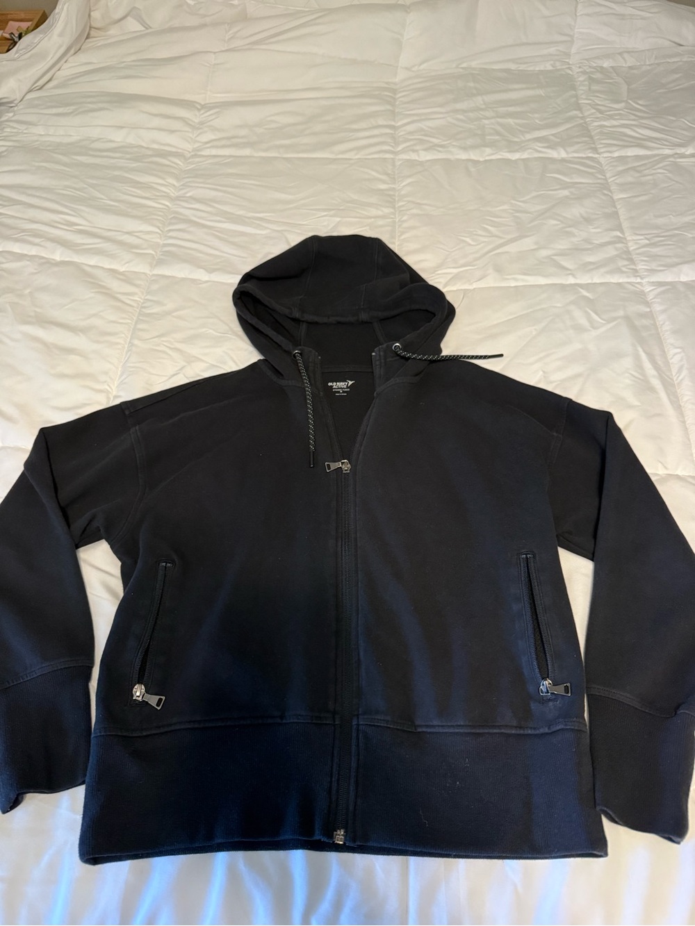 Old Navy Black Full-Zip Hooded Sweatshirt